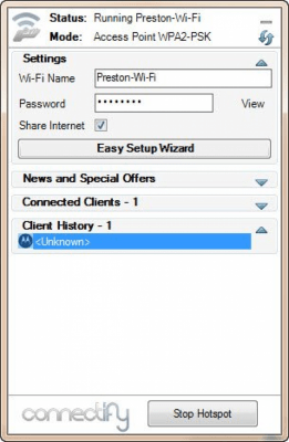 Screenshot of the application Connectify Hotspot - #1