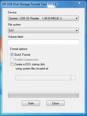 Screenshot of the application HP USB Disk Storage Format Tool - #1