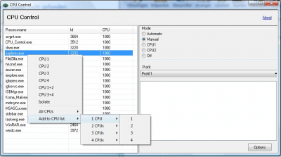 Screenshot of the application CPU-Control - #1