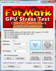 Screenshot of the application FurMark - #1