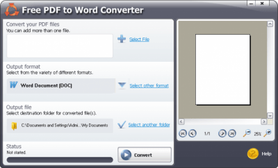 Screenshot of the application SmartSoft Free PDF to Word Converter - #1