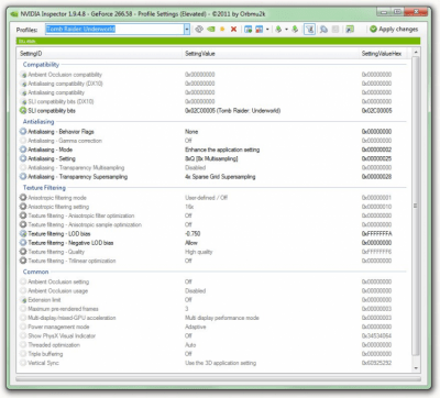 Screenshot of the application NVIDIA Inspector - #3