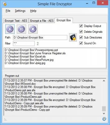 Screenshot of the application Simple File Encryptor - #2