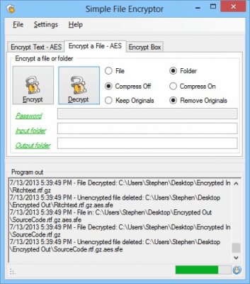 Screenshot of the application Simple File Encryptor - #3