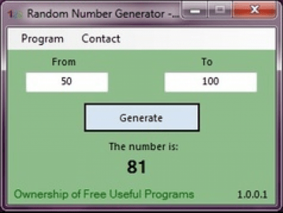 Screenshot of the application Random Number Generator - #1