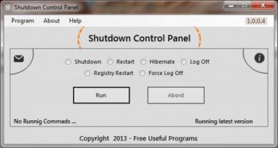 Screenshot of the application Shutdown Control Panel - #1