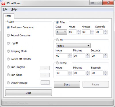 Screenshot of the application PShutDown - #1