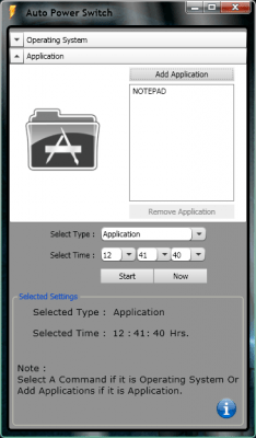 Screenshot of the application Auto Power Switch - #1