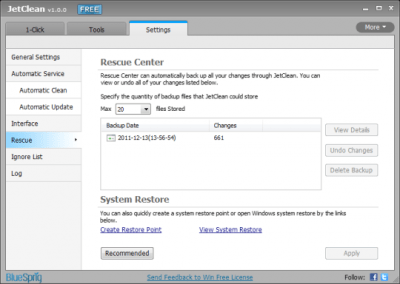 Screenshot of the application JetClean - #1