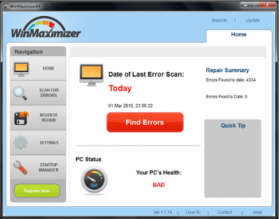 Screenshot of the application WinMaximizer - #1