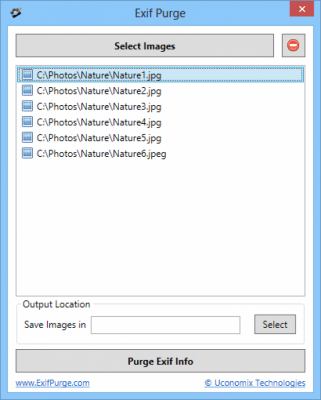 Screenshot of the application EXIF Purge - #1