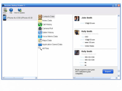 Screenshot of the application Decipher Backup Browser - #1