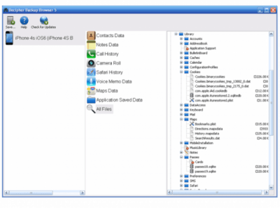 Screenshot of the application Decipher Backup Browser - #3