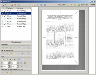 Screenshot of the application BatchCrop - #1
