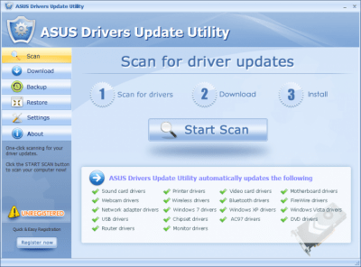 Screenshot of the application ASUS Drivers Update Utility - #1