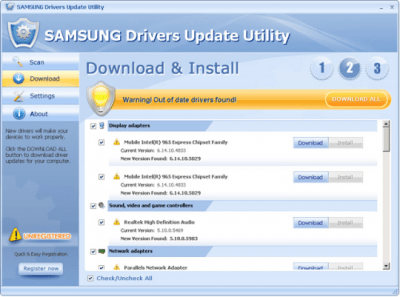 Screenshot of the application Samsung Drivers Update Utility - #1