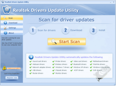 Screenshot of the application Realtek Drivers Update Utility - #1