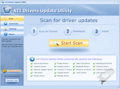 Screenshot of the application ATI Drivers Update Utility - #1