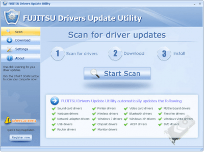 Screenshot of the application Fujitsu Drivers Update Utility - #1