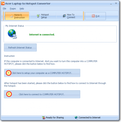 Screenshot of the application Acer Laptop to Hotspot Converter - #1