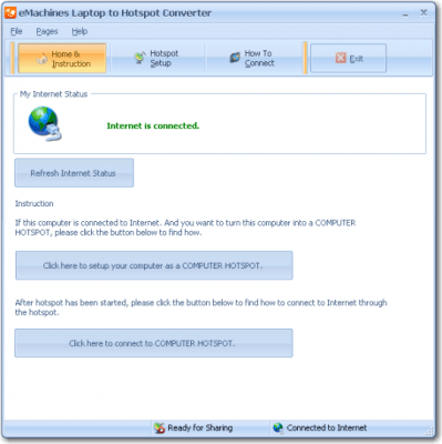 Screenshot of the application eMachines Laptop to Hotspot Converter - #1