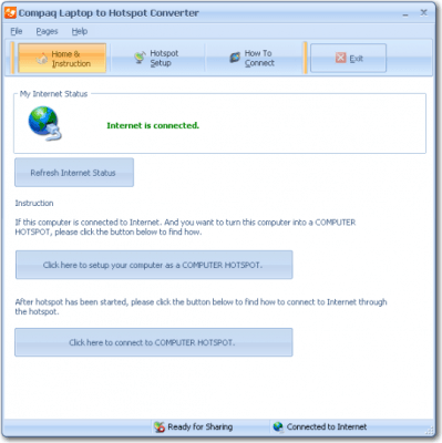 Screenshot of the application Compaq Laptop to Hotspot Converter - #1