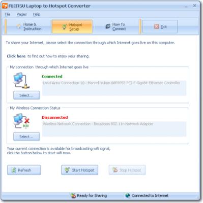 Screenshot of the application FUJITSU Laptop to Hotspot Converter - #2