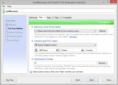 Screenshot of the application CardRecovery - #3