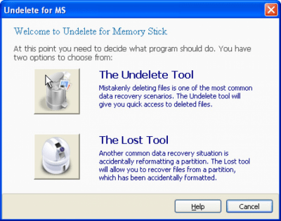 Screenshot of the application Undelete Memory Stick - #1