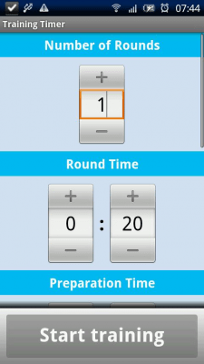 Screenshot of the application Training Timer - #1