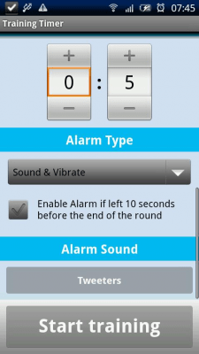 Screenshot of the application Training Timer - #3