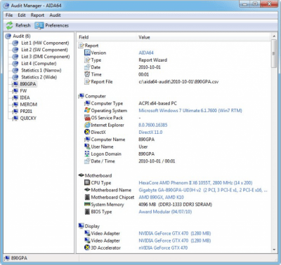 Screenshot of the application AIDA64 Business Edition - #3