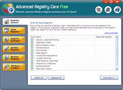 Screenshot of the application Advanced Registry Care Free - #1