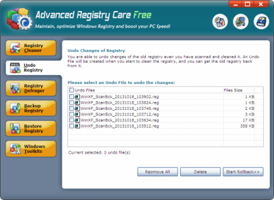 Screenshot of the application Advanced Registry Care Free - #3