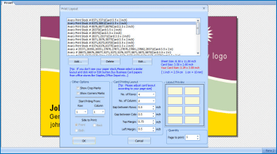 Screenshot of the application EximiousSoft Business Card Designer - #3