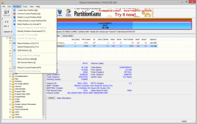 Screenshot of the application DiskGenius (PartitionGuru) - #4