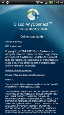 Screenshot of the application HTC AnyConnect - #1