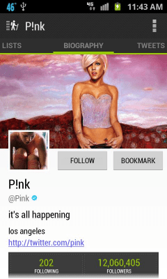 Screenshot of the application Explore 140: Twitter Directory - #4