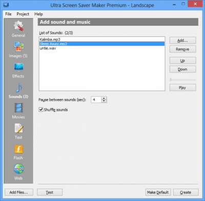Screenshot of the application Ultra Screen Saver Maker - #3