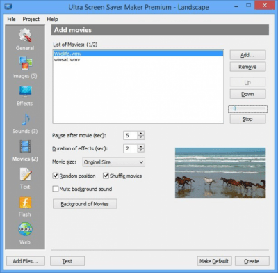 Screenshot of the application Ultra Screen Saver Maker - #4