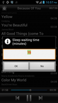 Screenshot of the application Timer Music Player - #3