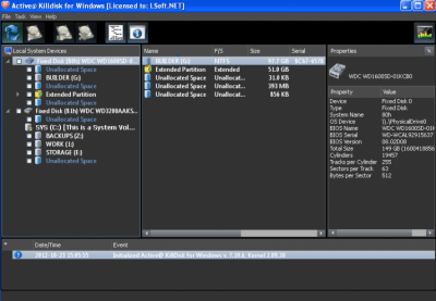 Screenshot of the application Active@ KillDisk - #1