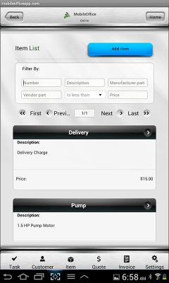 Screenshot of the application Mobile Office Invoice - Quote - #3