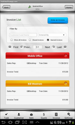 Screenshot of the application Mobile Office Invoice - Quote - #5