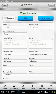 Screenshot of the application Mobile Office Invoice - Quote - #6
