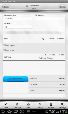Screenshot of the application Mobile Office Invoice - Quote - #7