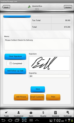 Screenshot of the application Mobile Office Invoice - Quote - #8