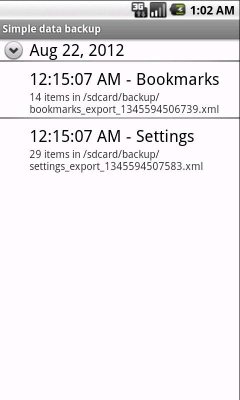 Screenshot of the application CB data backup - #1