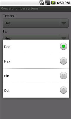 Screenshot of the application Convert number systems - #2