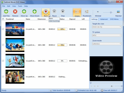 Screenshot of the application Sothink Movie DVD Maker - #1